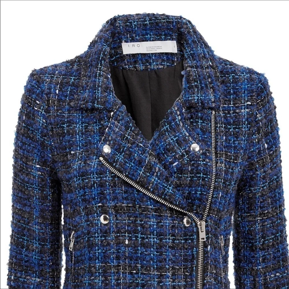 IRO Paris Skye Plaid Moto Tweed Jacket - Picture 5 of 14
